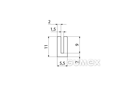 Silikónový profil tvaru "U", 11x5,5/1,5mm, 60°ShA, -60°C/+180°C, biely